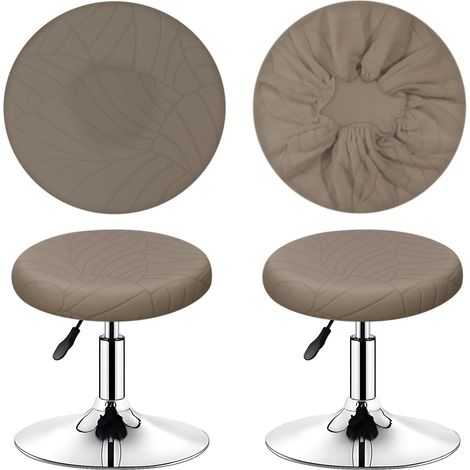 2 Housse Tabouret, Tissu Jacquard Extensible, Diamètre 30-40cm, Anti-Poussière, Pour Bar Salon