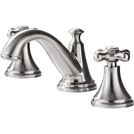 Vintage Wide Spout Bathroom Faucet - 2-Handle 3-Hole Brushed Nickel-Plated Brass Sink Faucet, Drip-Free Ceramic Disc Cartridge, Adjustable Installation from 8 to 16 inches (1/4)
