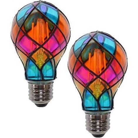 2er-Pack LED-Glühbirne mit Buntglas-Optik, E26, 4 W, 120 V, romantische Beleuchtung – JXLGV (1/5)