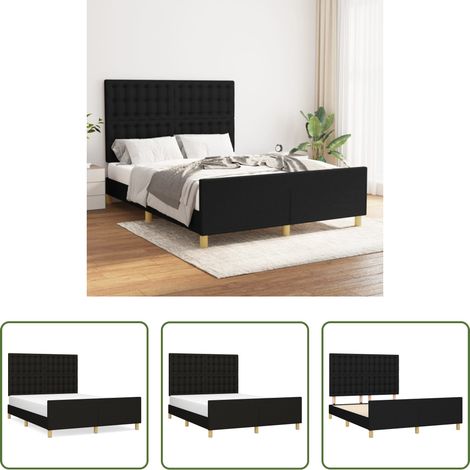 Kopfteil - Bettgestell ohne Matratze Schwarz 140x190 cm Stoff (1/5)