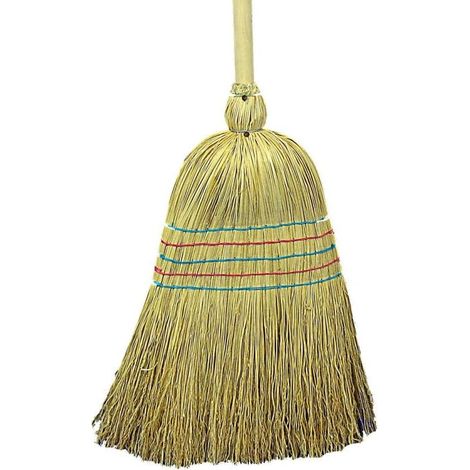 1 Balai paille de riz, Support manche bois, Fibre sorgo 5 fils, Usage intérieur extérieur