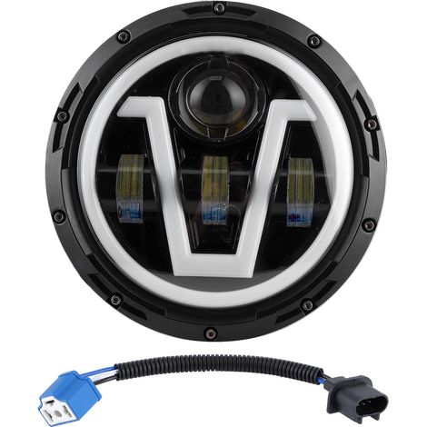 7-Zoll-Rundscheinwerfer mit LED-Beleuchtung, weißes und gelbes Licht, IP67 wasserdicht, hohe Helligkeit, elegantes Aussehen, einfache Installation, Aluminiumlegierung, Farbe wie abgebildet, geeignet.