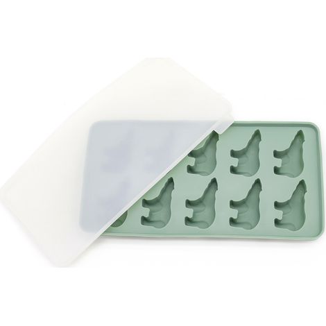 Eiswürfelschalen für den Gefrierschrank, niedliche Eisbärenform, Silikon mit 10 Mulden und Deckel, spezielles Küchenwerkzeug für Lebensmittel, Süßigkeiten, Schokolade, Obst, Getränke, 21,5 x 11,3 x 2,