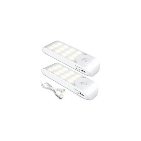 Veilleuse LED Rechargeable,[2 Pièces] Automatique Lampe Led Détecteur De Mouvement, Lumière Murale Magnetique Portable, pour Placard Chambre Couloir Armoire Escalier [12 LED] [3 Modes] [Classe énergét (1/5)