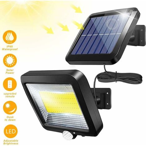 Lampe Solaire Extérieur, Lumière Solaire, avec Telecommande, Détecteur de Mouvement étanche, 100 LED Lampe Solaire Extérieur Puissante Étanche IPX65 pour Garage, Portail, Jardin