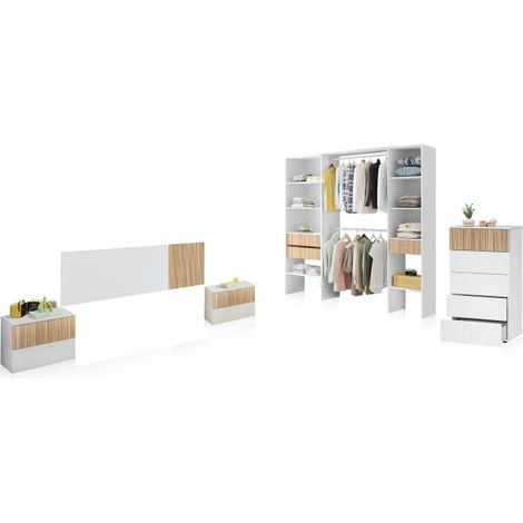 Dormitorio Nitza 5C Plus Blanco Artik (Blanco Mate) - Natur (ancho) x 50cm (alto) (1/5)