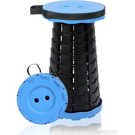 Tabouret Pliable Télescopique - Hauteur Réglable 6,5 à 44,5 cm - Charge Maximale 250 kg - Pour Camping Randonnée Pêche - 1 Pièce (1/3)