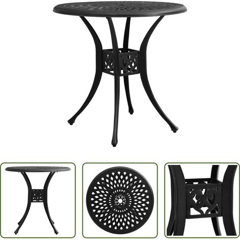 Thé - Table de jardin Noir 78x78x72 cm Aluminium coulé (1/5)
