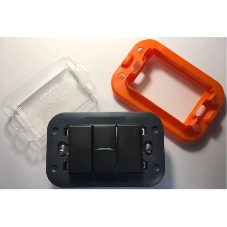 Arnould AT80077 - Axolute Plate with 2 shutters + 1 Luminous axial switch - anthracite