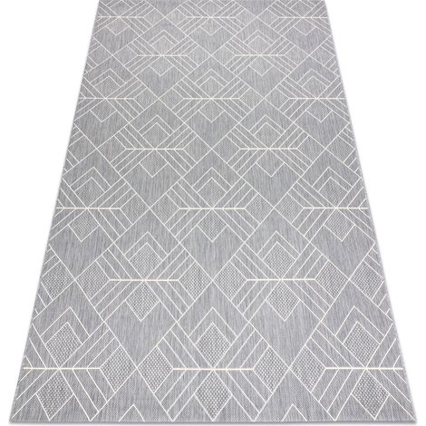 Teppich FLAT SISAL 48731637 Quadrate Diamanten, geometrisch grau / creme grey 120x170 cm