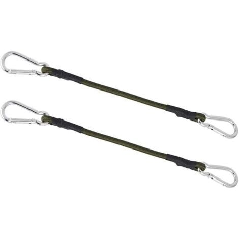 QORVA-Lot de 2 Cordons élastiques Robustes, Mini-Sangles d'attache, Cordon élastique de 30 cm avec Mousqueton, pour Le Camping, Les Bagages, Les Voyages (1/5)
