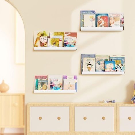 3er-Pack weißes Wandregal ohne Bohren, 30 cm Acryl-Wandregal, Wandmontage, schwebendes Regal, Badezimmer, Schlafzimmer, Wohnzimmer, Küche, Raumdekoration (1/3)