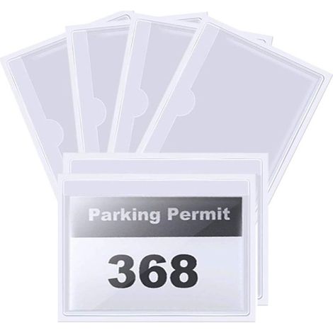 Support De Permis De Stationnement - Transparent - Auto-Adhésif - Pour Pare-Brise Voiture Camion Caravane - 12 x 9 cm - Lot De 6 (1/5)