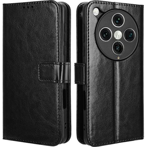 Custodia a libro per Oppo Find X8 Pro, modello Crazy Horse Wallet, nera (1/5)