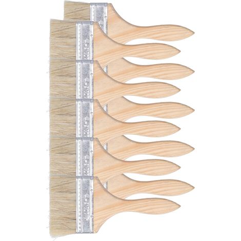 Lot de 10 pinceaux à tête plate élargie, manche en bois, poils artificiels, outil de nettoyage pour la peinture (1/5)