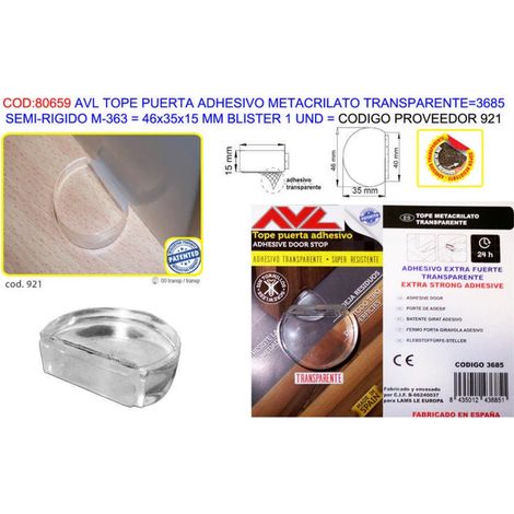 AVL BUTÉE DE PORTE ADHÉSIVE MÉTHACRYLATE TRANSPARENT 36X46X35MM BL1U3685(921)