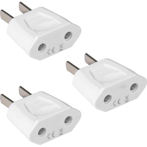 Adaptateur EU Europe Espagne vers Etats-Unis/Américain/US/Chine/Japon/Canada/Mexique Blanc (1/5)