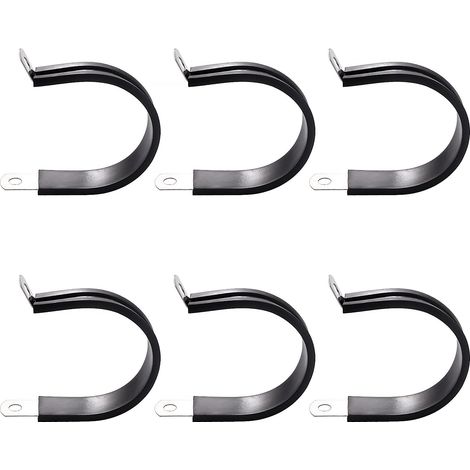6 Pièces 44mm Caoutchouc Doublé P Clips, Colliers de Serrage en 304 Acier Inoxydable de Caoutchouc, P Clips Tuyau Pinces, pour Tuyau, Câble (1/5)