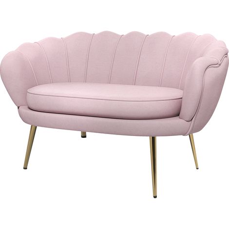 HOMCOM Divanetto 2 Posti in Tessuto Effetto Velluto, Piccolo Divanetto Vintage con Braccioli, Moderno, Seduta Imbottita per Camera da Letto e Soggiorno, 130x77x77cm, Rosa
