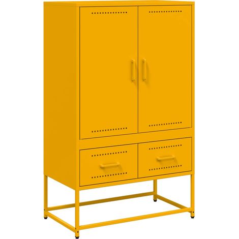 Credenza buffet cassettiera mobile contenitore organizer cucina soggiorno soggiorno alto giallo senape 68 x 39 x 111,5 cm acciaio Giallo 020034736