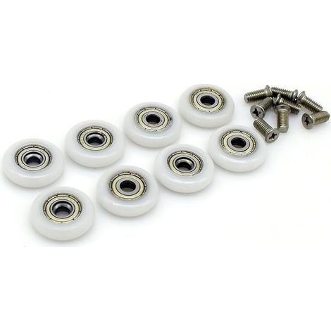 Roulettes pour porte de douche diamètre 23 mm, lot de 8, avec vis M5 (101-23-M5-8) (1/4)