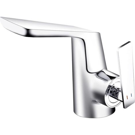 Robinet d'évier de salle de bains chromé, robinet monotrou d'évier de salle de bains, robinet d'évier de salle de bains à poignée unique moderne, robinet d'évier en laiton cascade unique