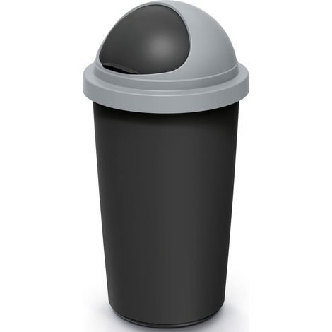 MONZANA® Mülleimer Küche 50L mit Schiebedeckel 100% Recycelter Kunststoff Abfalleimer Büro Müllsackhalterung Papierkorb Biomüll Gelber Sack Schwarz Grau