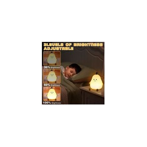 Nachtlicht für Kinder, USB-wiederaufladbares Nachtlicht mit Touch-Dimmfunktion, Kawaii-Nachttischlampe für Kinderzimmer, Babyzimmer und Wohnzimmer (Birnen) (1/4)