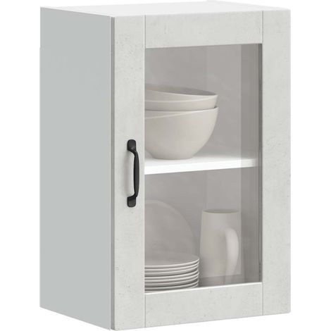 Küchen-Hängeschrank mit Glastür Porto Betongrau