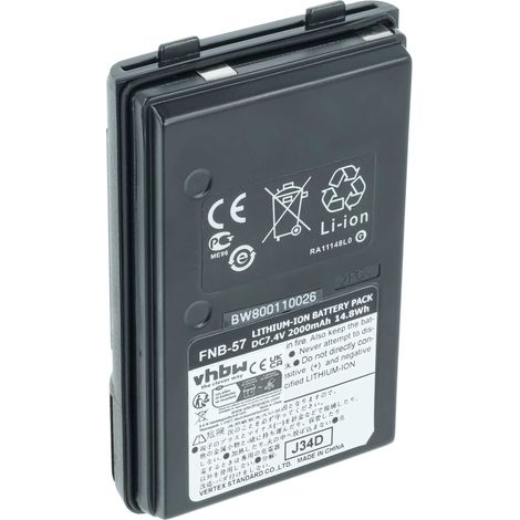 vhbw 1x Akku Ersatz für Yaesu / Vertex FNB-64H, FNB-57, FNB-64, FNB-83, AAJ66X001, FNB-83H für Funkgerät, Walkie Talkie (2000 mAh, 7,4 V, Li-Ion)