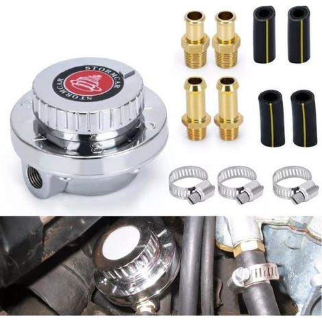 Regulateur De Pression Carburant - 1 5 A 5 PSI - Pour Moteur Carburateur Simple Ou Double - Metal Argente - Diametre Trou 10 Mm - 1 Unite (1/5)