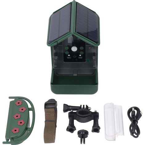 Ortviai Nourrisseur d'oiseaux intelligent avec caméra 1080P, batterie rechargeable solaire et détection de mouvement (1/5)
