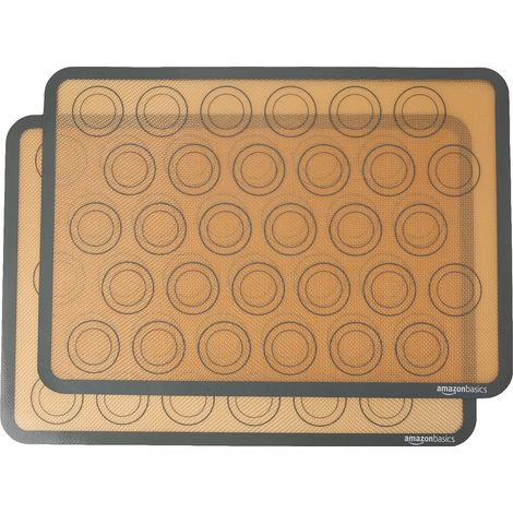 Lot de 2 Rectangulaire Silicone Tapis de cuisson pour macarons, Beige, gris, 41.9L x 29.5l cm (1/5)