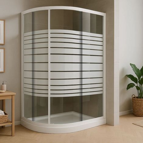 Ogomondo box doccia semicircolare bianco due ante cristallo temprato misure 87-89,5x87-89,5xh185 cm serigrafato - confezione 1 (1/5)