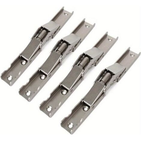 Lot de 4 Charnières Pliantes sans Perçage 90°/180° en Métal Robuste Matériau à Ressort Plat pour Portes et Meubles, Style Classique (1/4)
