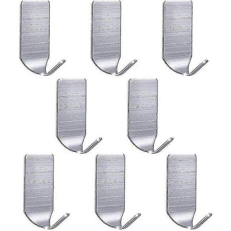 8 crochets, crochet fin, crochet adhésif, crochet pour serviette, crochet pour linge, crochet simple, crochet en acier inoxydable, crochet rectangulaire (1/5)
