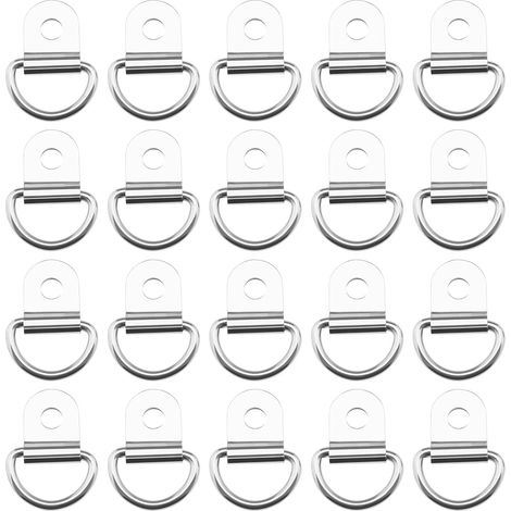 20Pcs Œillets Anneaux en D Acier Inoxydable Accessoires Sangles pour Camions/Remorques/Pickups/Bateaux/Motos Argent (1/5)