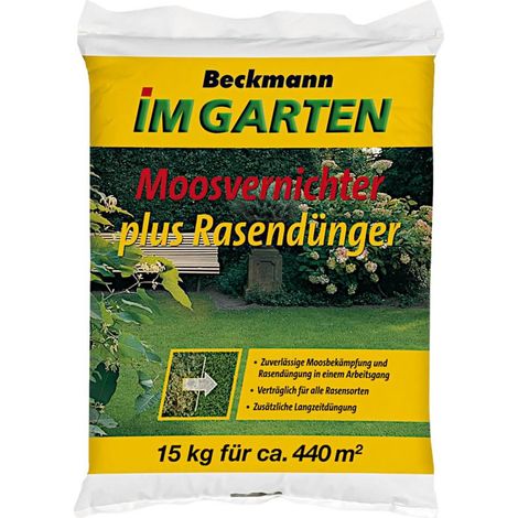 Beckmann Moosvernichter plus Rasendünger 15 kg Langzeitdünger Moosbekämpfung