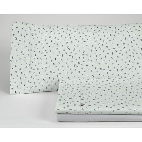 Juego de sábanas Iber color azul. Cama de 180 cm. 4 piezas