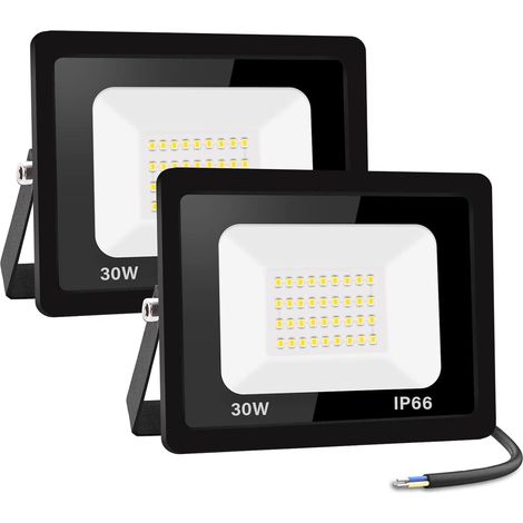 【2PCS】30W Projecteur LED Exterieur 3000LM IP66 Imperméable spot led exterieur Super Brillant Eclairage Extérieur Blanc Chaud(3000k) Sécurité spot led pour stades, usines, Parking, garage, jardi (1/5)