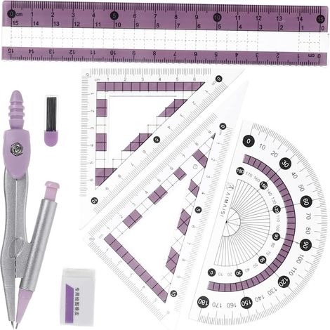 2 kits de géométrie comprenant une équerre, règle (1/5)