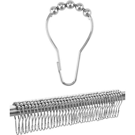 ALLIANDISLot de 36 Crochets de Rideau de Douche , Anneaux Rideaux Douche , 6.3 x 3.8 cm, pour Rideaux de Douche, Rideaux, Rideaux de Chambre (1/4)