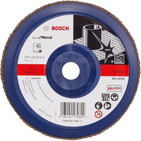 Bosch Accessories 2608607342 X571 Disco con falde Diametro 180 mm Ø foro 22.33 mm Dimensione dei grani 40 Acciaio 1 pz. (1/3)