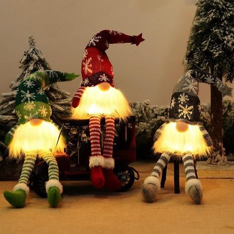 Gnome de Noël lumineux - Décoration de fête - LED chaude - Plastique robuste - Utilisation intérieure (1/4)