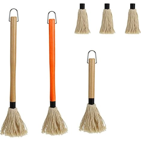 Lot de 6 pinceaux à barbecue en bois, avec 3 brosses de rechange pour sauces, grillades et fumage de steaks (2 de 45 cm et 1 de 28 cm). (1/5)
