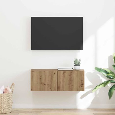 Meuble TV mural Montage mural-Banc TV-Meuble Télé suspendu Chêne artisan 60 x 31 x 29.5 cm 678511 (1/5)