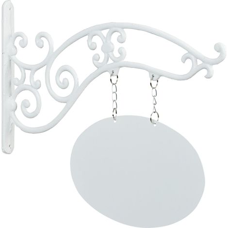 Relaxdays Wall Sign, Cast Iron, Hang Up, Write On, Restaurants, Bars, Pubs, Cafes, Decorative, Rustic, Vintage, White