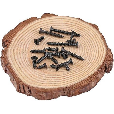 Lot de 100 vis autotaraudeuses à tête fraisée cruciforme, pour plaques de plâtre et panneaux muraux en bois, 25 mm, noires. (1/5)