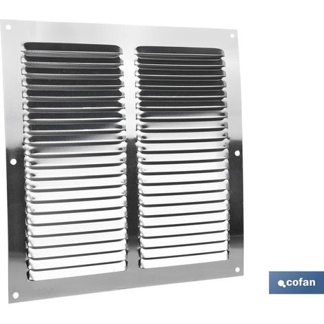Grille de ventilation en aluminium avec moustiquaire intégrée, 25 x 25 cm et 0,6 mm d'épaisseur