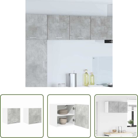 Rangement cuisine - Armoire suspendue 2 pcs Gris béton et Blanc 40 x 31 x 40 cm (1/5)
